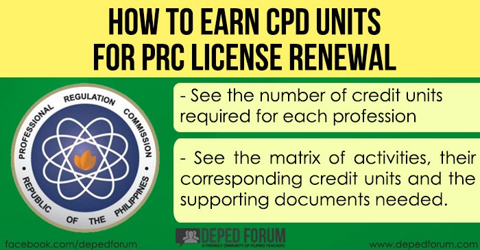 how to earn CPD units for PRC license renewal.
